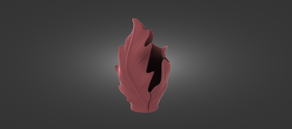 A 3D rendering of a pink, abstract flower-like object against a dark background.