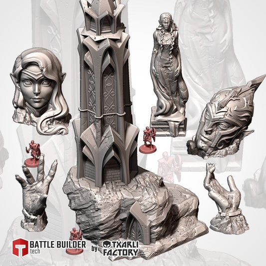 Elven Statues Terrain for Wargaming Fantasy D&D AoS and LOTR {By TxarliFactory}