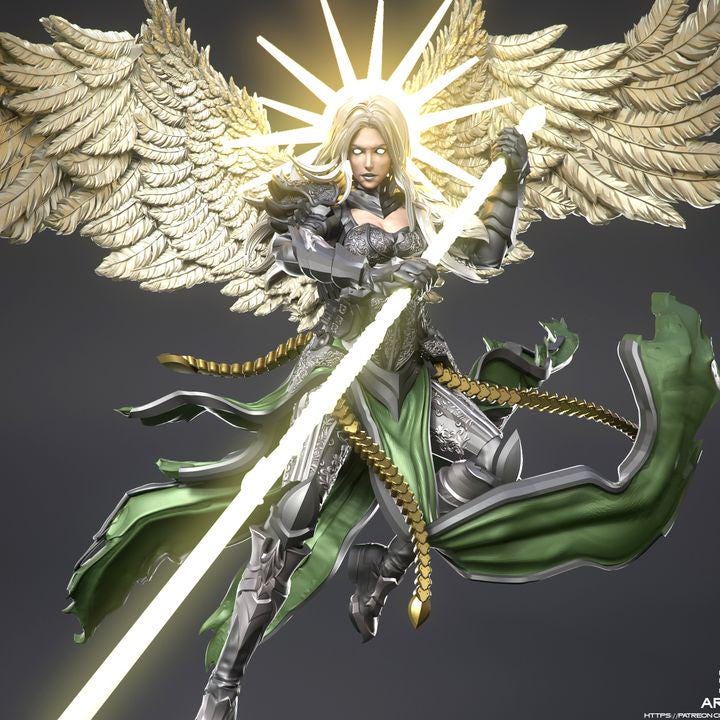 Hope Angel Fantasy Model (Demon Optional) 50mm 75mm 100mm 150mm {By 3DArtGuy}