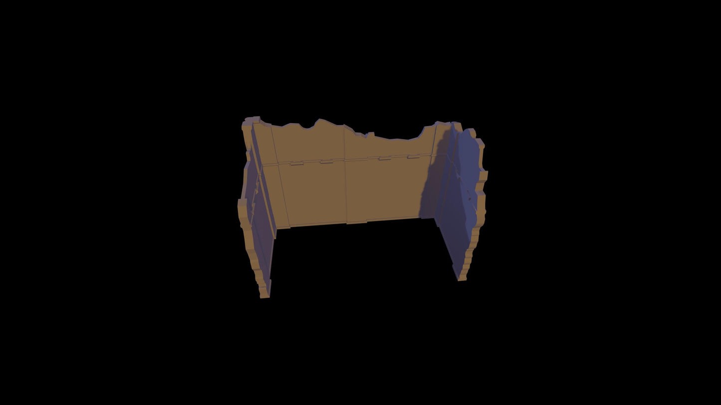 Foldable Simple Terrain 2 Floors, C Shape, 1 Floor- | Flat Storage | Pariah Nexus or WTC Terrain Option Set {By The Custom Bit}