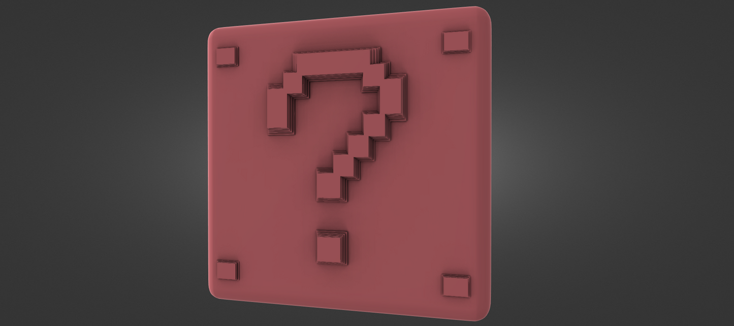 A 3D rendering of a red square with a question mark symbol inside it.
