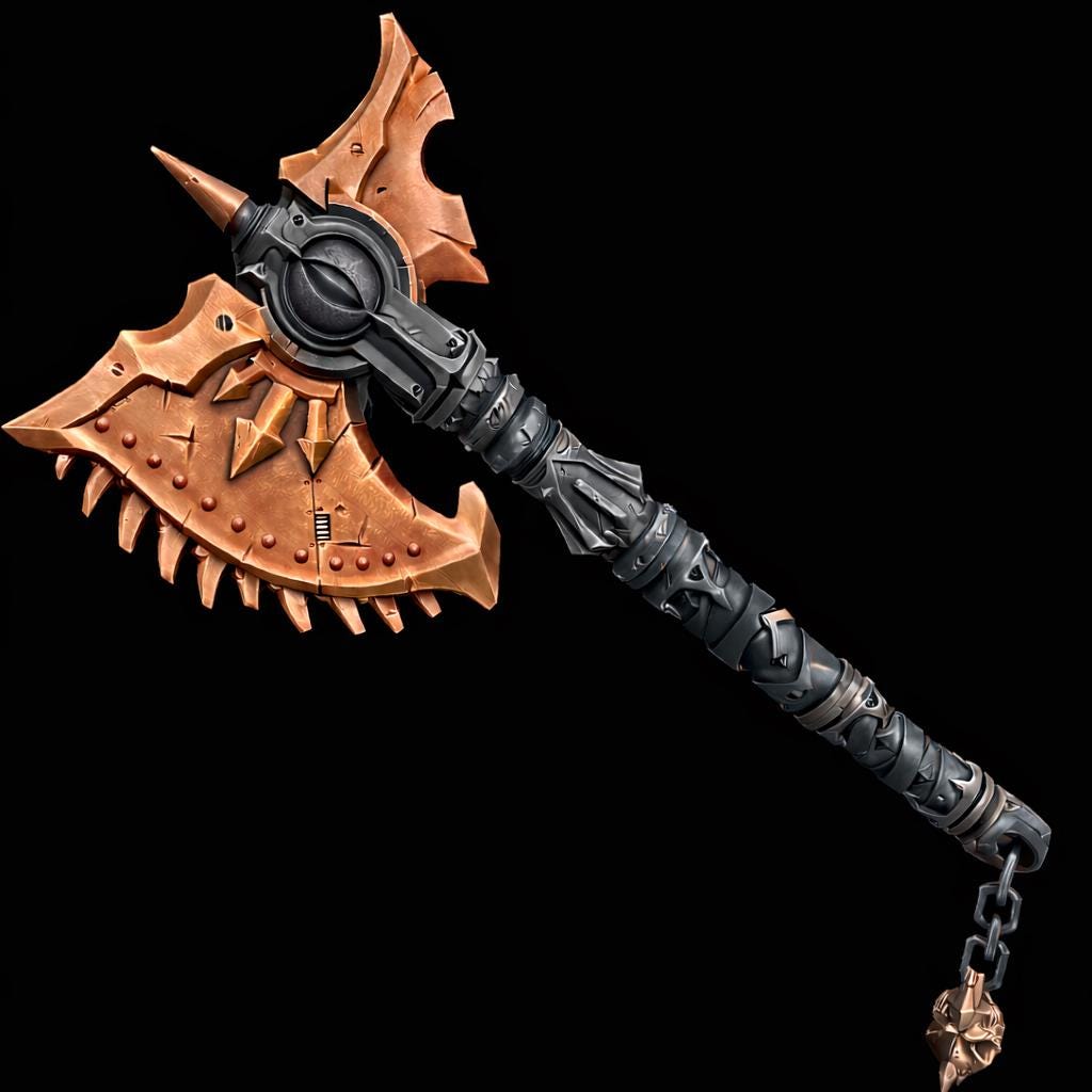 Fantasy Cosplay Axe - Double Or Single Bladed Modular Prop Weapon With Detailed Sculpted Textures