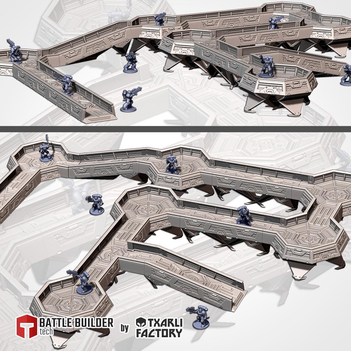Sci-Fi Trenches Terrain Set for Wargaming - Modular Battlefield Fortifications {By TxarliFactory}