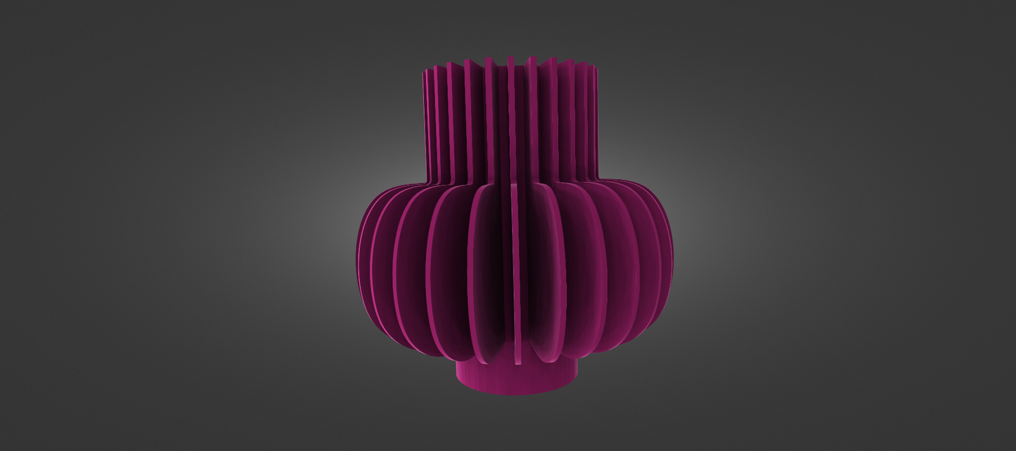 A 3D rendering of a purple, cylindrical object with a textured, ribbed surface.
