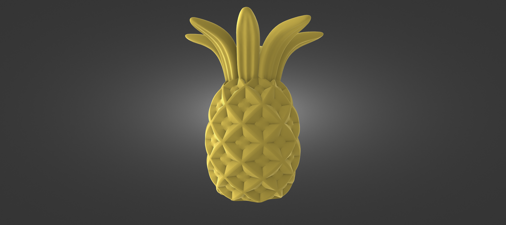 A 3D rendering of a yellow pineapple against a dark background.