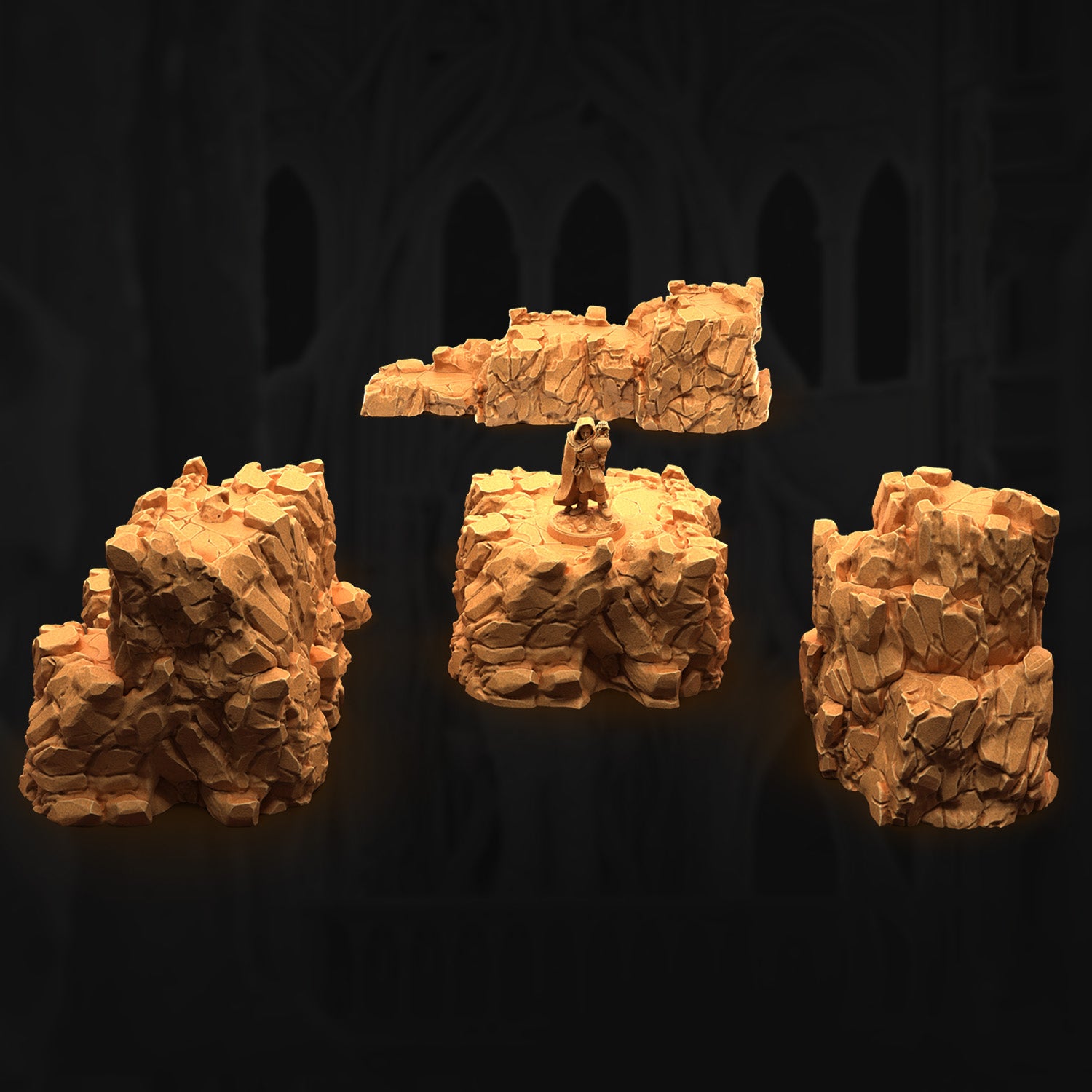 a group of rocks sitting on top of a black surface