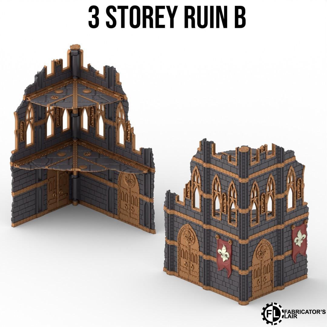 two 3-storey ruins, one of which is labeled "3 STOREY RUIN B".