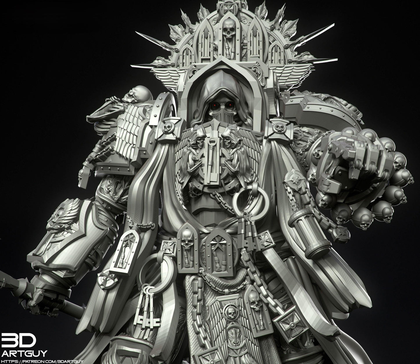 GrimKnight Miniature Ranged & Melee Parts Included Wargaming Proxy {By 3DArtguy)