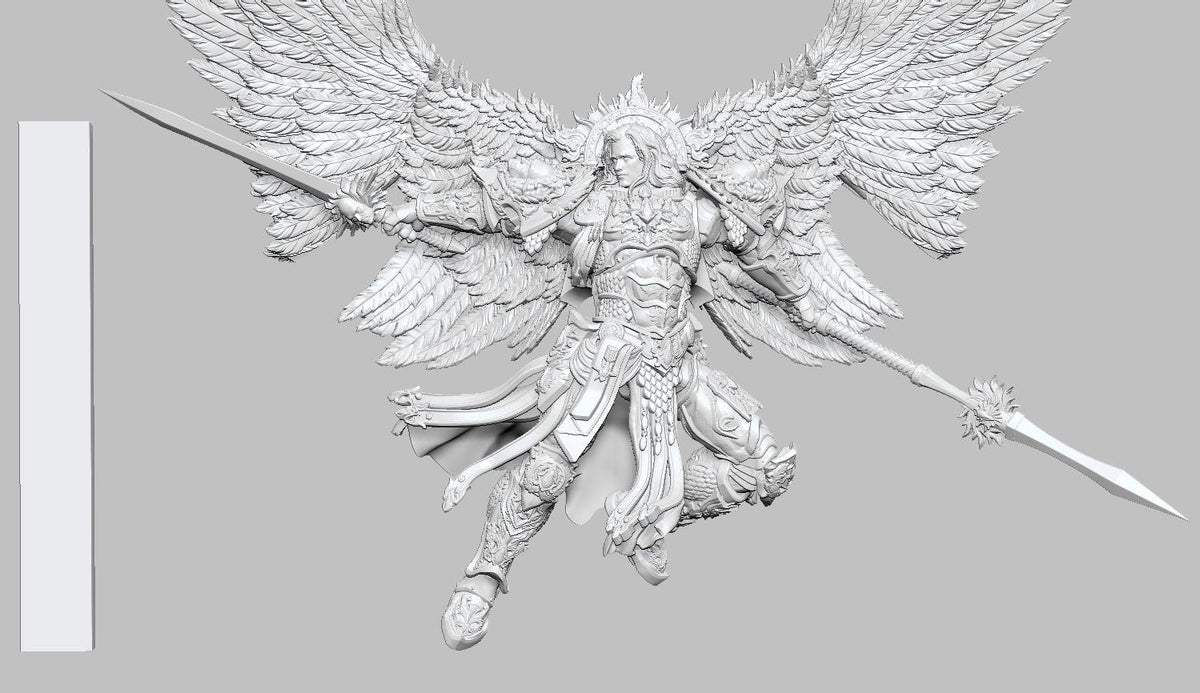 Armored Vampire Angel Leader Miniature – 3D Printed Tabletop Proxy Model