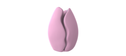 A 3D rendering of a pink flower-like object against a black background.