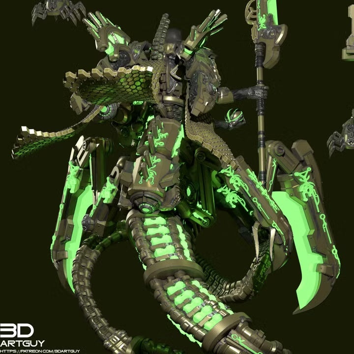 Rear three-quarter view of the Ancient Annihilator Commander and mechanical mount
