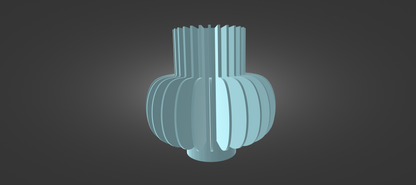 A 3D rendering of a light blue, cylindrical object with a textured surface, resembling a lamp or a decorative piece.
