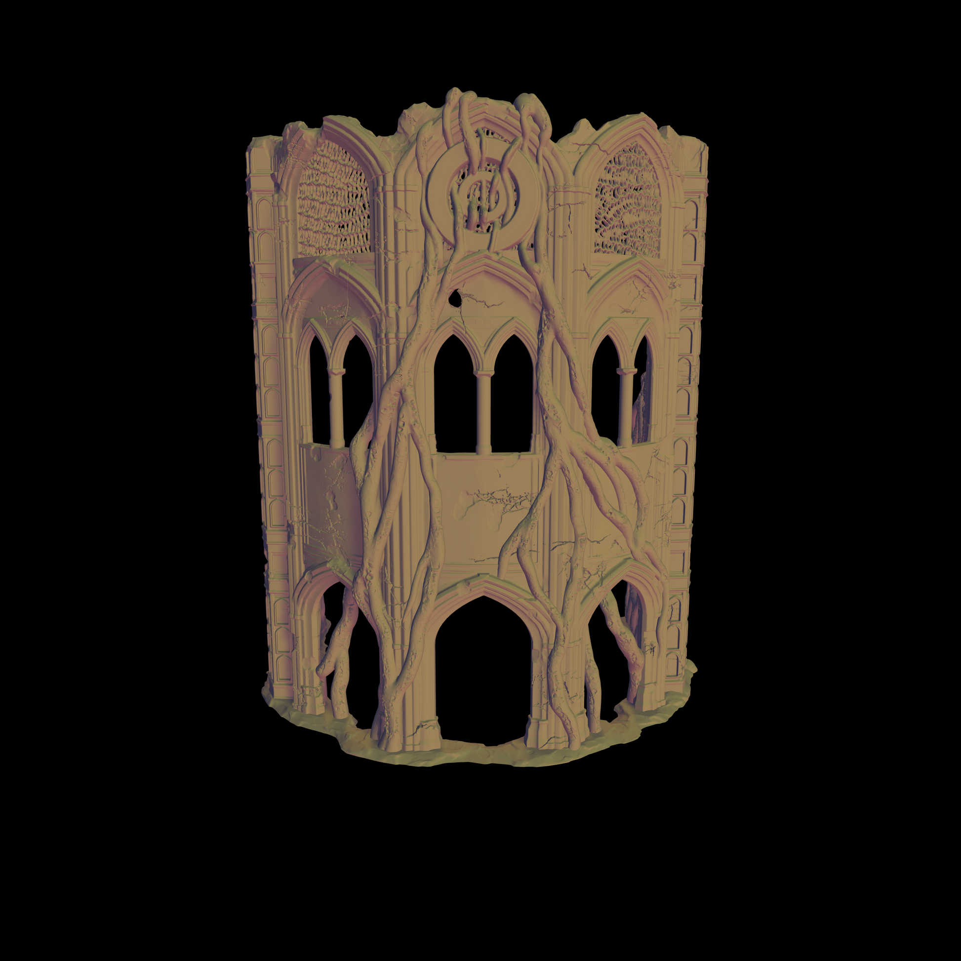 a 3d model of a building with arches and arches