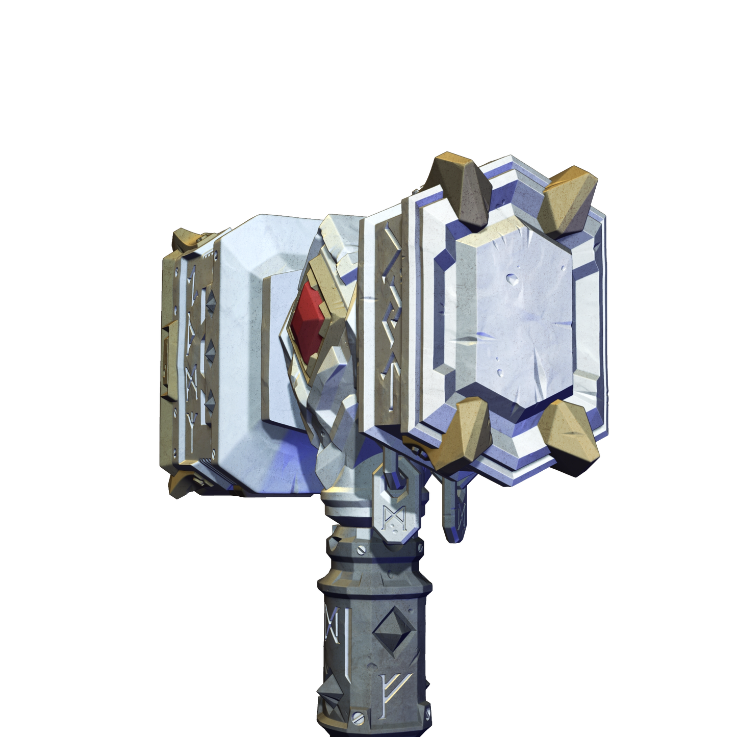 A 3D rendering of a mechanical object with a metallic appearance, featuring a combination of geometric shapes and patterns.