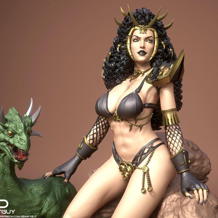 Evil Goddess Fantasy D&D NSFW Model 75mm 100mm 150mm {By 3DArtGuy}