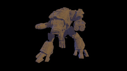 A 3D rendering of a mechanical robot or machine with a complex, intricate design and multiple arms and legs.