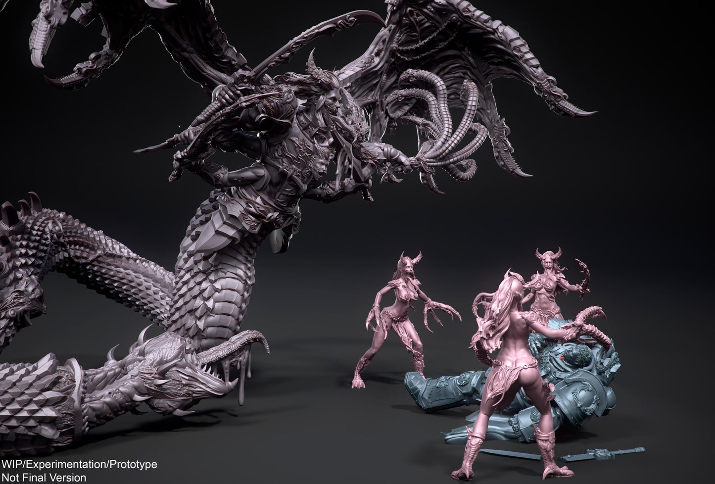 Chaos "Fully-Grim" Giant Snake Proxy- Model 100mm - 150mm -