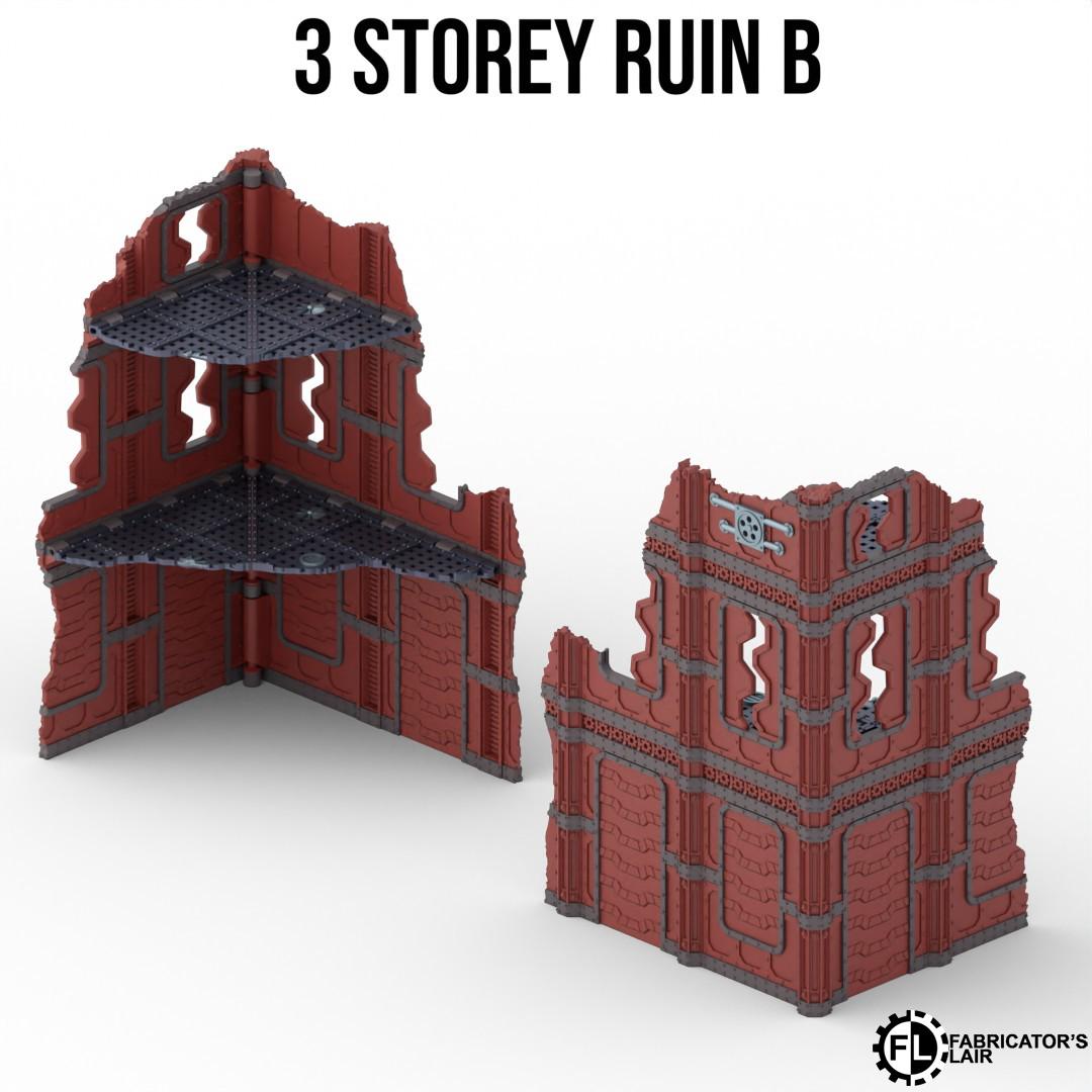 two 3-storey ruins, one of which is labeled "3 STOREY RUIN B".