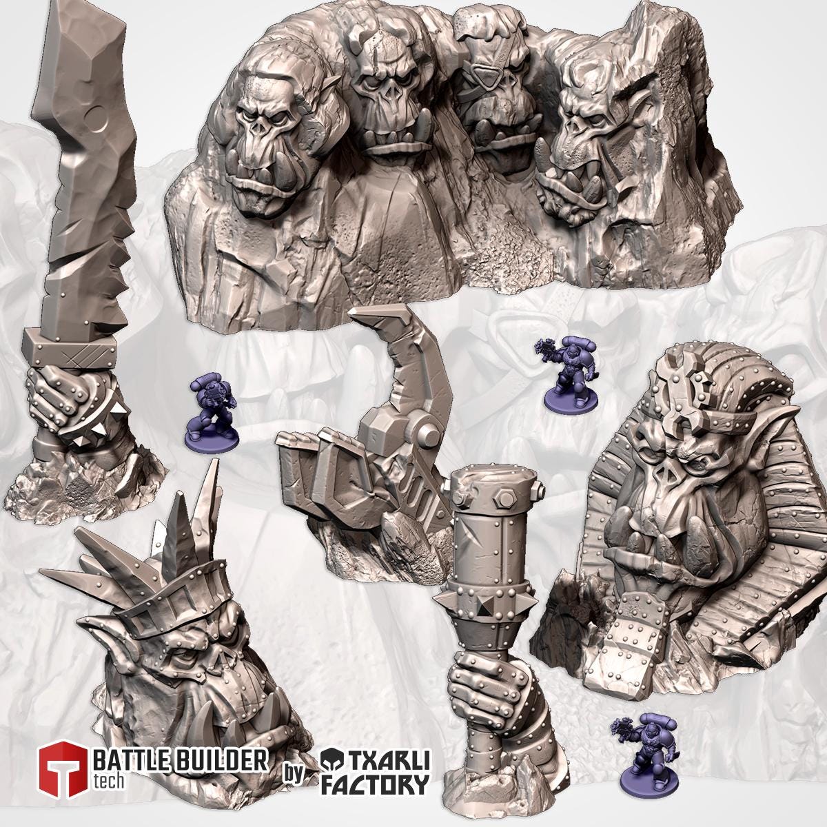 Orcish Monument Terrain- Full Set or Pieces {By TxarliFactory}
