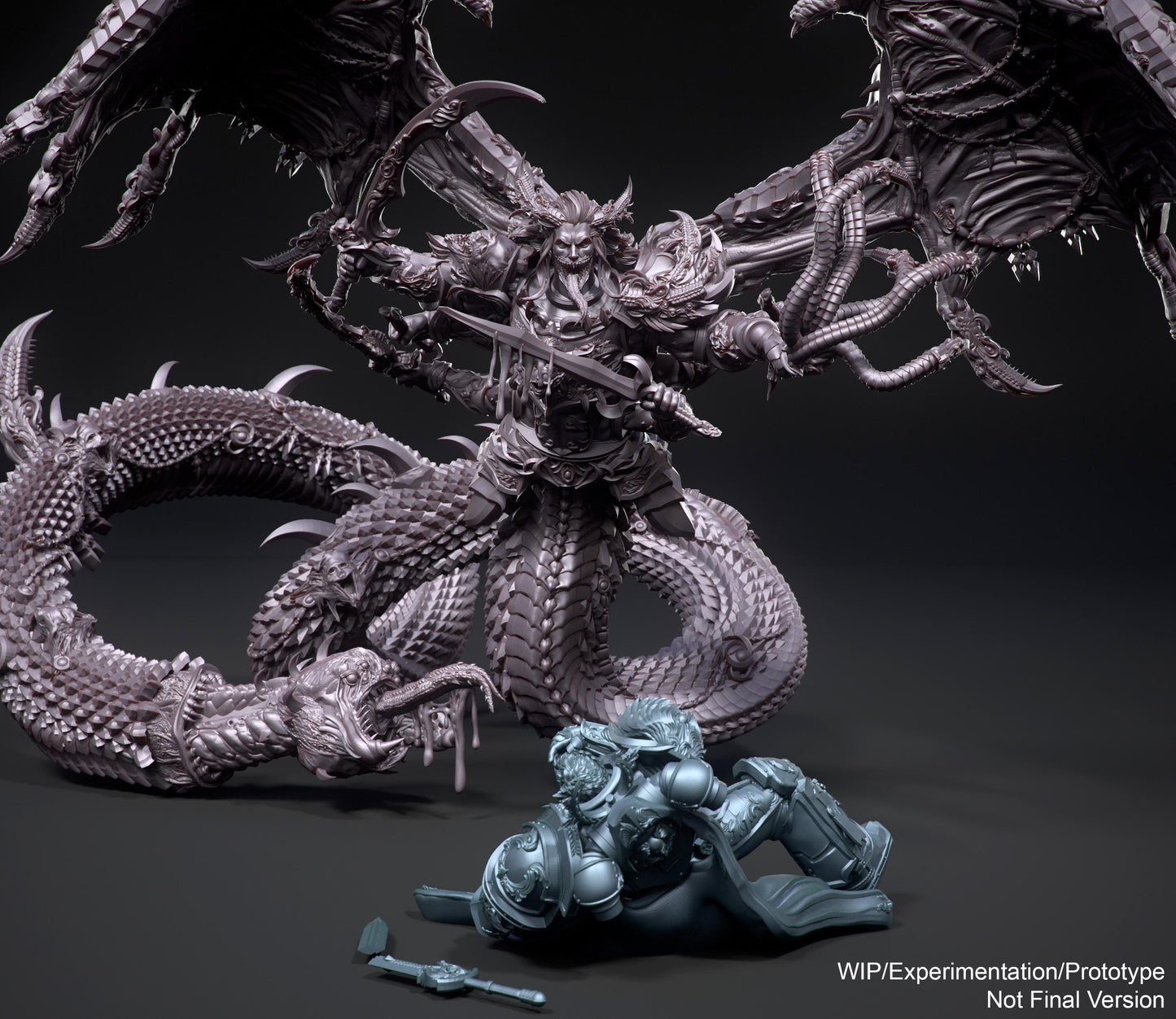 Chaos "Fully-Grim" Giant Snake Proxy- Model 100mm - 150mm -