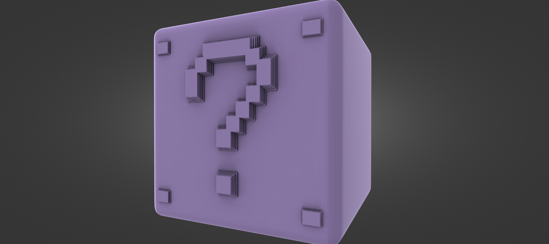 A purple cube-shaped object with a question mark symbol on it.