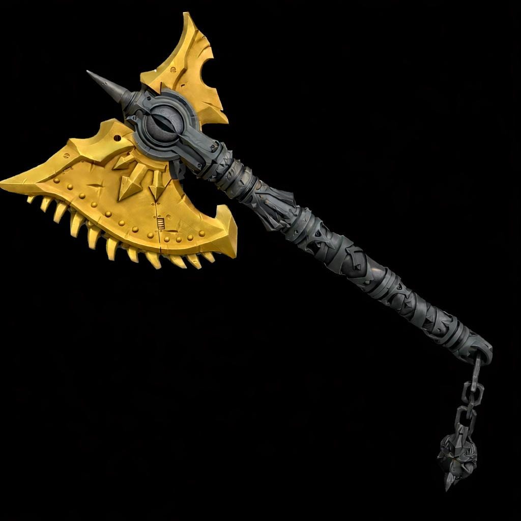 Fantasy Cosplay Axe - Double Or Single Bladed Modular Prop Weapon With Detailed Sculpted Textures