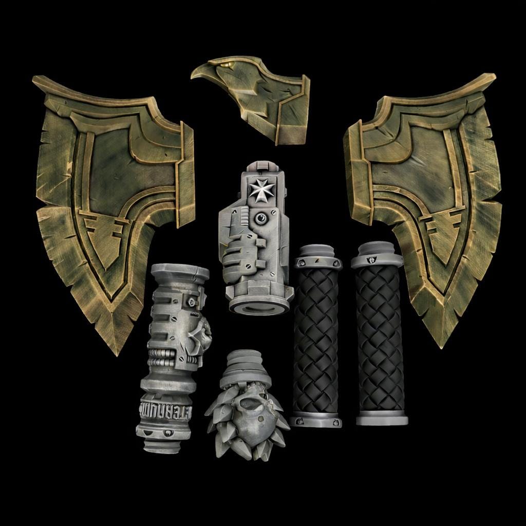 Fantasy Axe Cosplay - Modular Blade Design With Raven Head Detail | Eternal Forge Collection