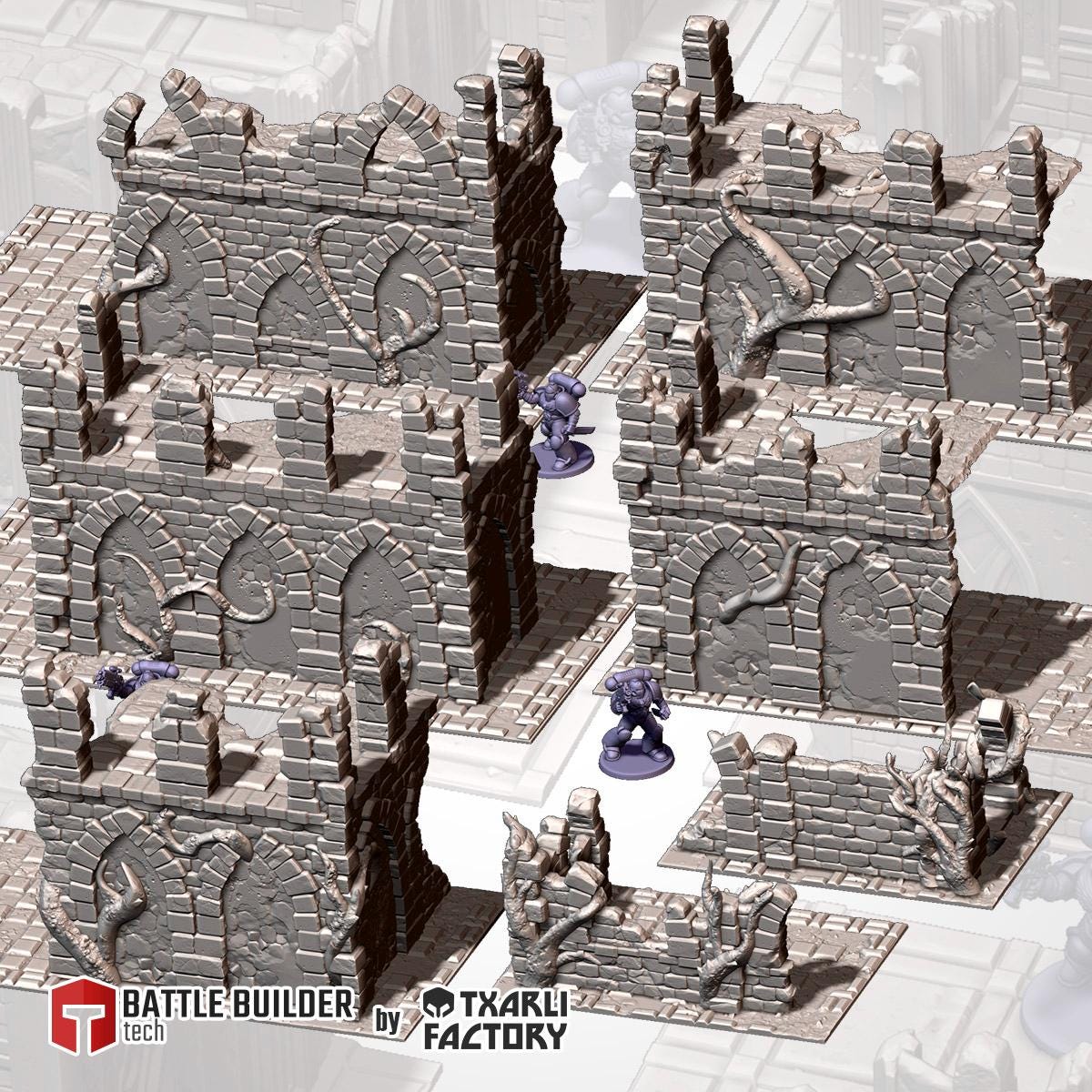 Abandoned Ruins GW Terrain w/ Ground Mats FULL set {By TXARLIFACTORY}