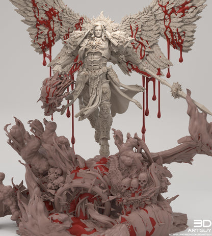 Armored Vampire Angel Leader Miniature – 3D Printed Tabletop Proxy Model