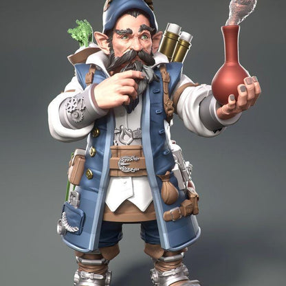Gnome Alchemist Tinkerer Fantasy D&D 50mm 75mm 100mm 150mm {By 3DArtGuy}