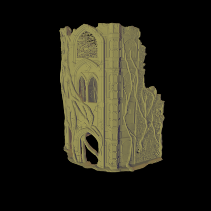 a 3d image of a tower with a clock on it