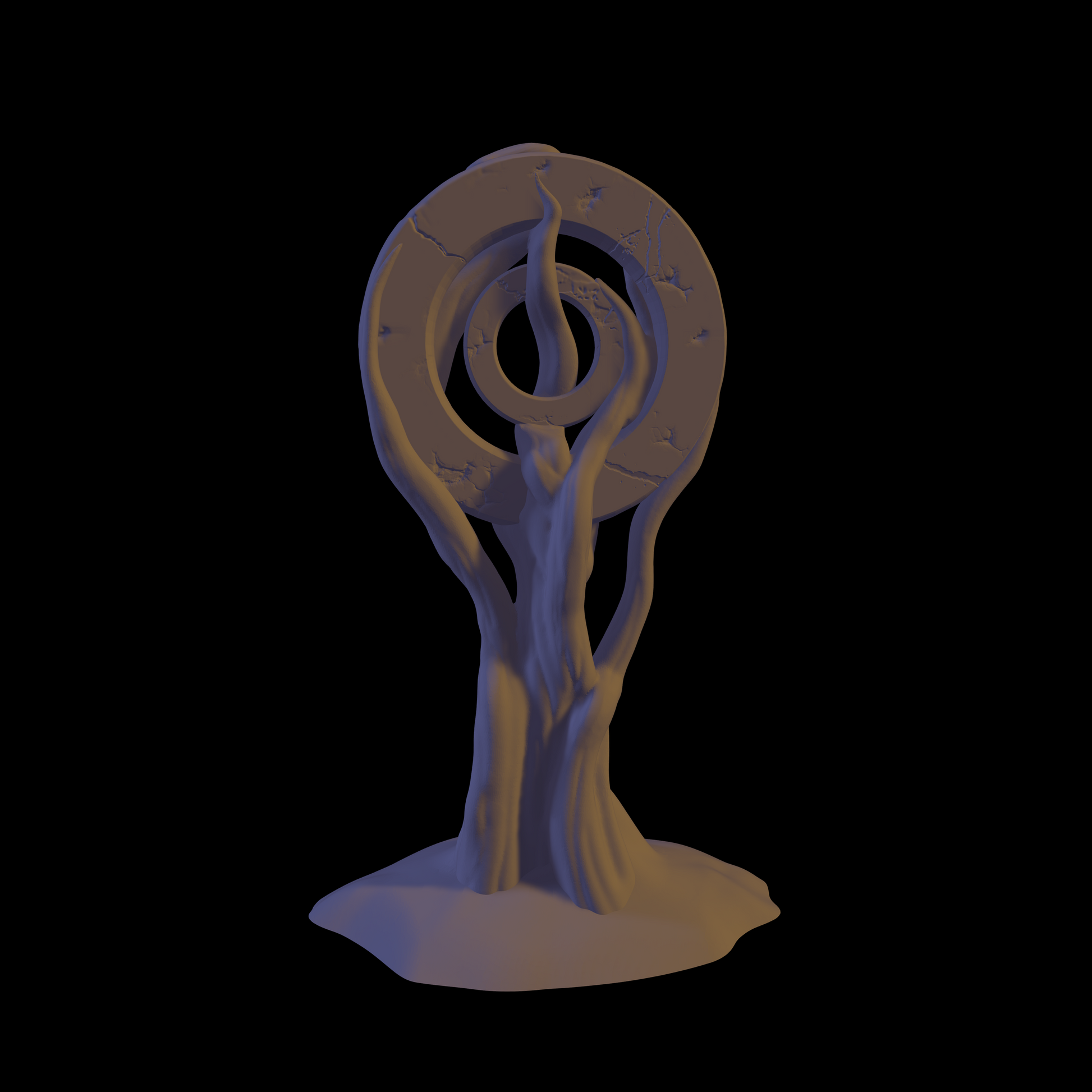 a stylized image of a tree with a clock on it