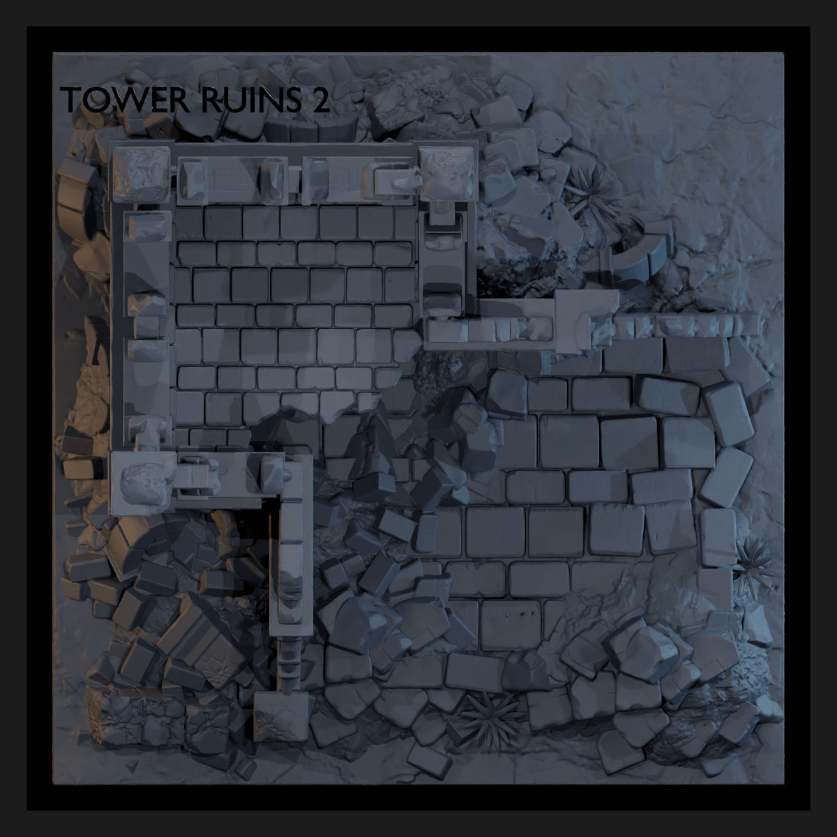 Golgotha Trenchline ruined tower and wall terrain tile