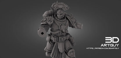 Loyalist Commander GrimDark Miniature W/ Cape and 2 Posable Swords