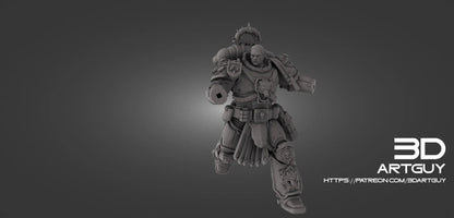 Loyalist Commander GrimDark Miniature W/ Cape and 2 Posable Swords