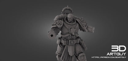 Loyalist Commander GrimDark Miniature W/ Cape and 2 Posable Swords