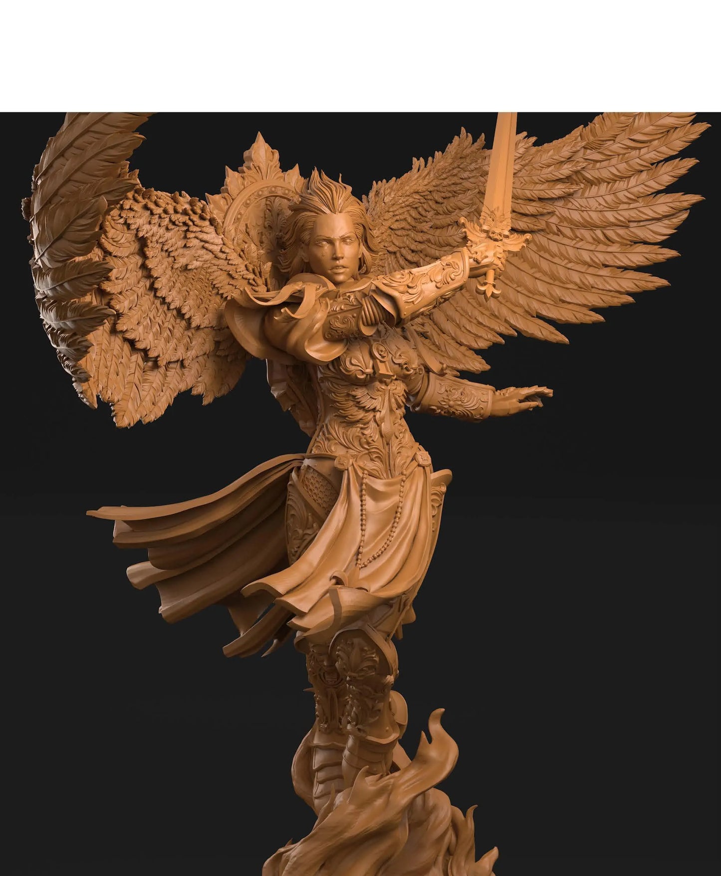 Archangel Warrior Priestess Nun Attack Pose Wargaming Miniature {by 3dArtGuy}