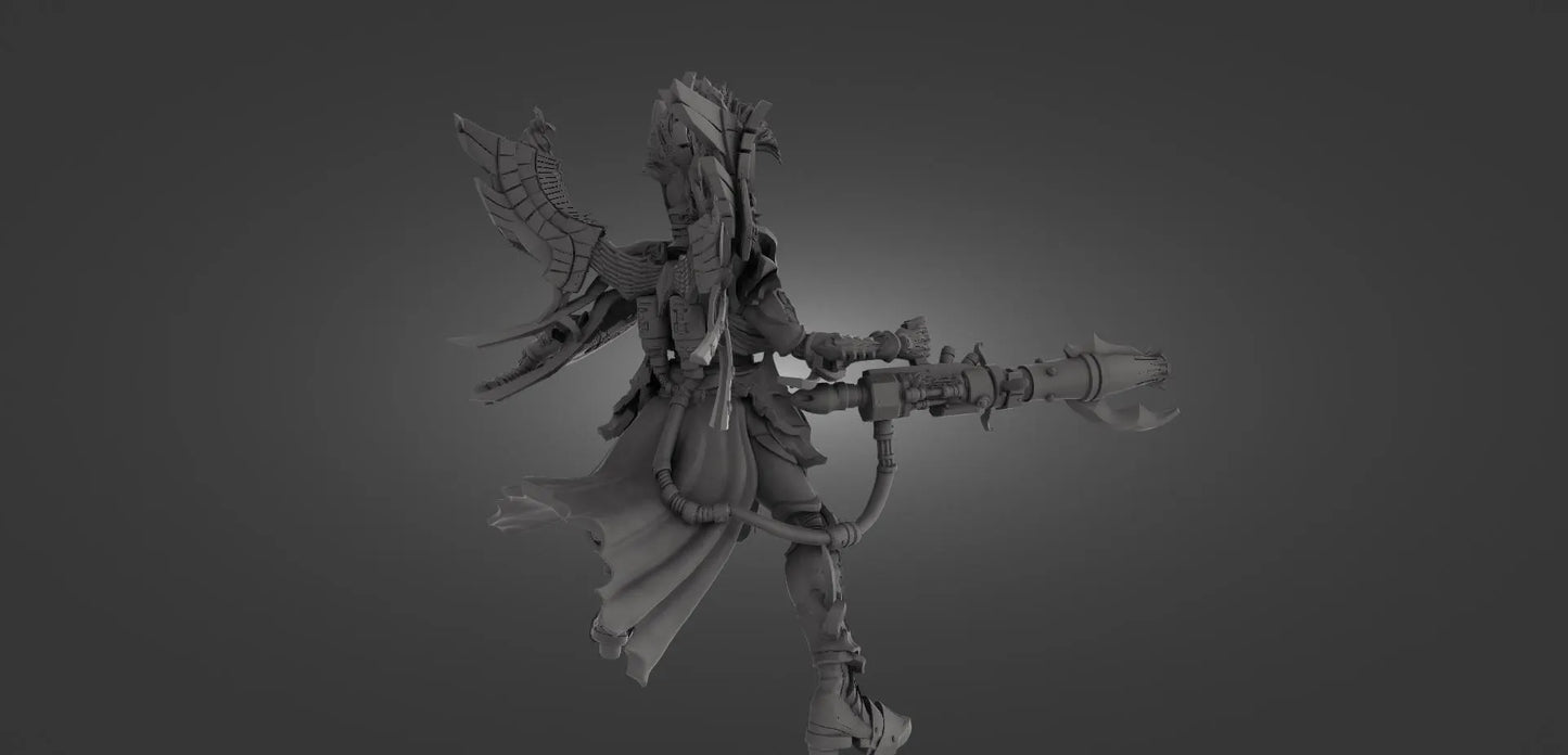 Grimdark Fire-Elf Miniature With Blast Effect! 32mm 50mm 100mm 150mm