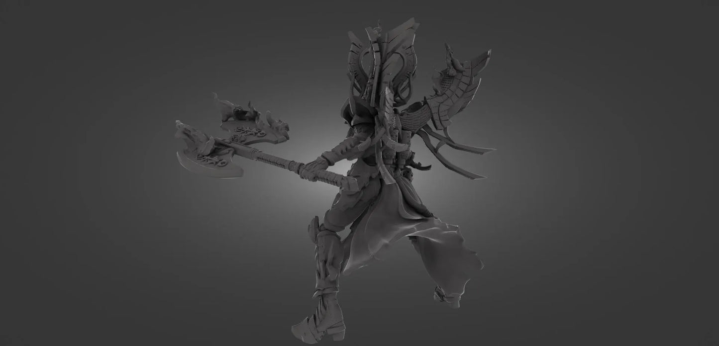 Grimdark Fire-Elf Miniature With Blast Effect! 32mm 50mm 100mm 150mm