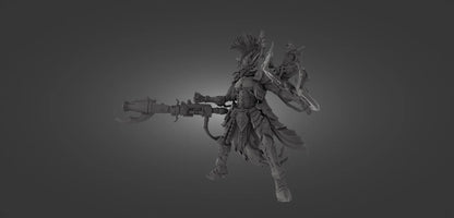 Grimdark Fire-Elf Miniature With Blast Effect! 32mm 50mm 100mm 150mm