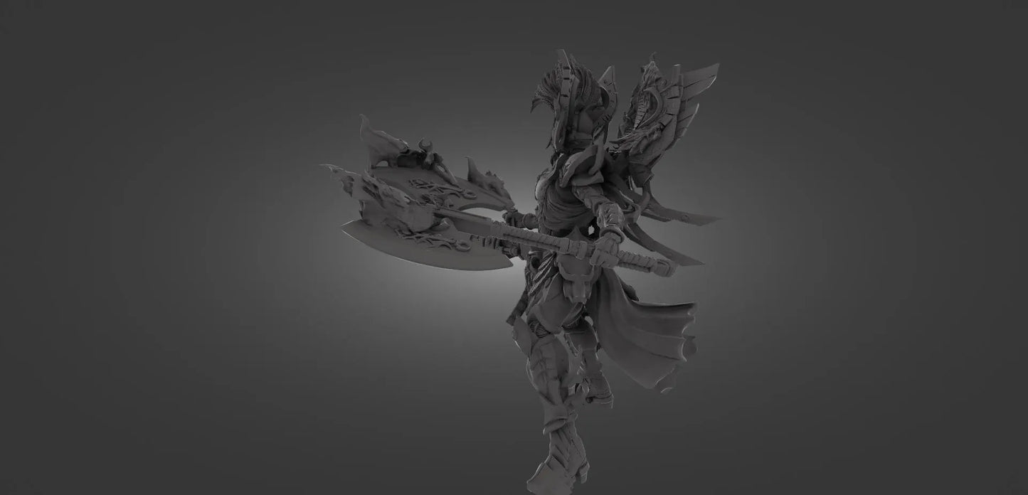 Grimdark Fire-Elf Miniature With Blast Effect! 32mm 50mm 100mm 150mm
