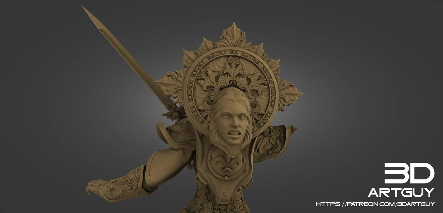 Archangel Warrior Priestess Nun Attack Pose Wargaming Miniature {by 3dArtGuy}