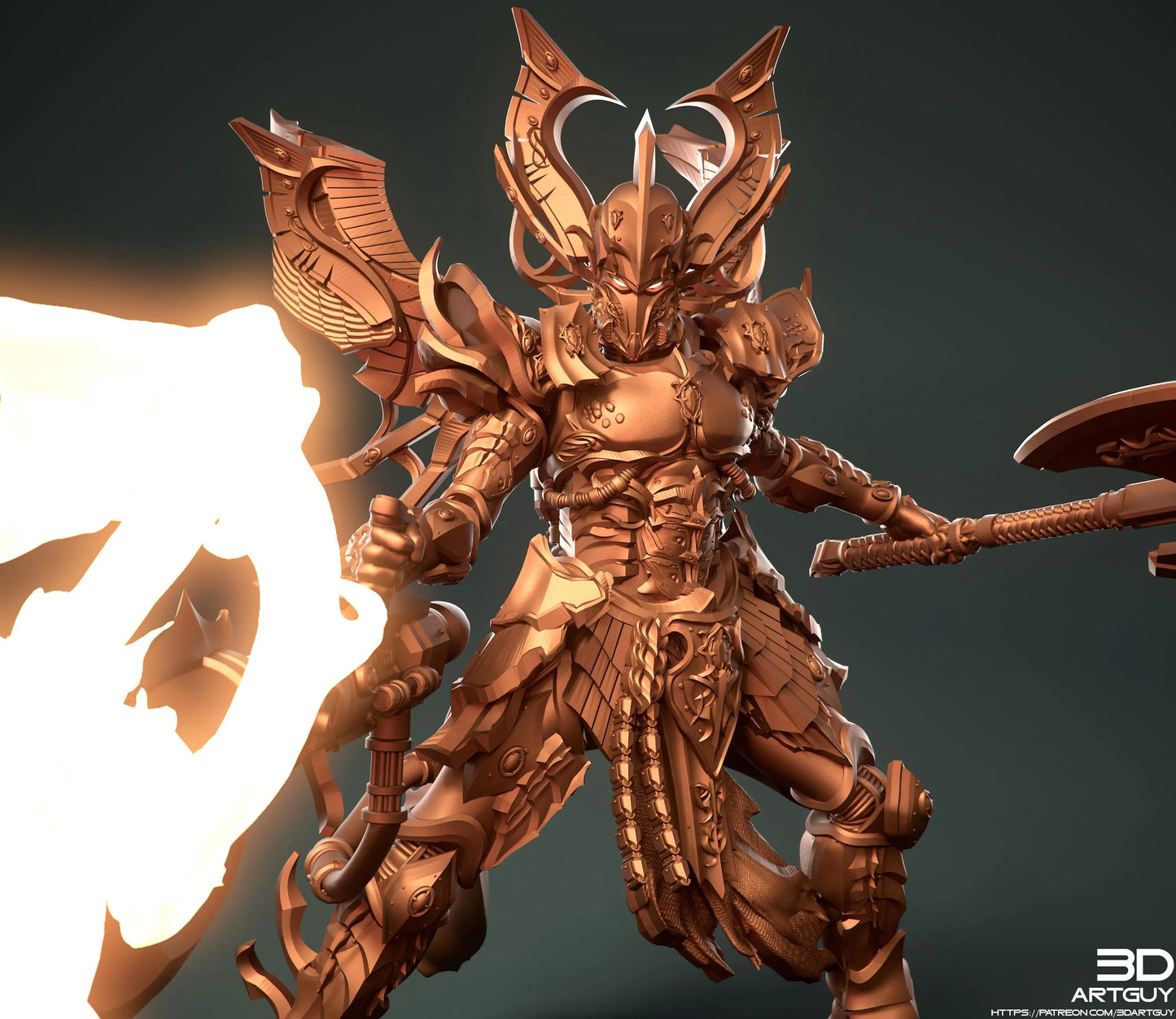 Grimdark Fire-Elf Miniature With Blast Effect! 32mm 50mm 100mm 150mm