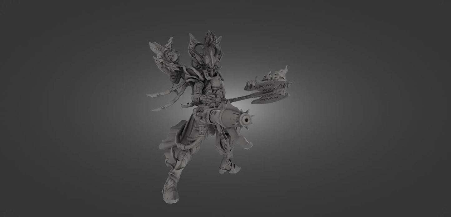 Grimdark Fire-Elf Miniature With Blast Effect! 32mm 50mm 100mm 150mm