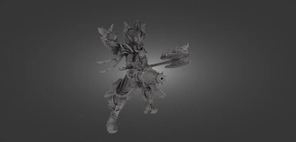 Grimdark Fire-Elf Miniature With Blast Effect! 32mm 50mm 100mm 150mm
