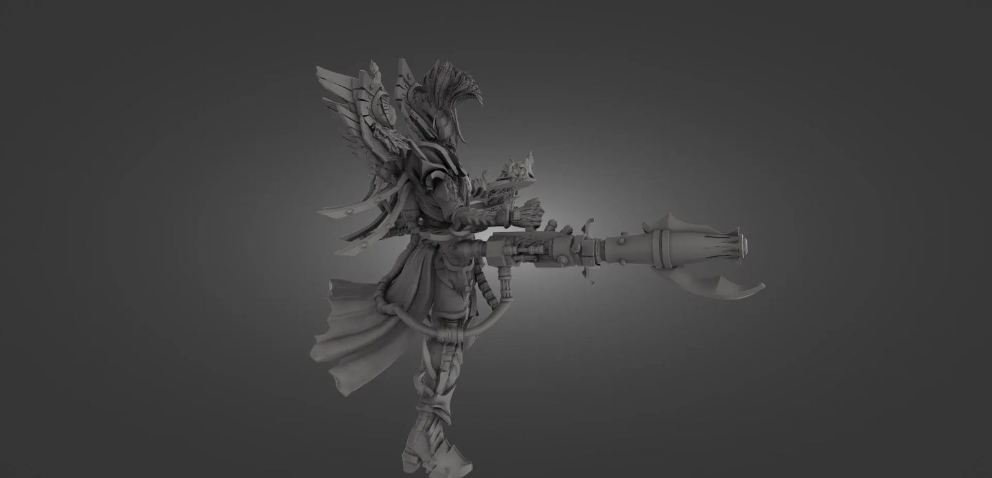 Grimdark Fire-Elf Miniature With Blast Effect! 32mm 50mm 100mm 150mm