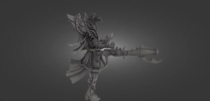 Grimdark Fire-Elf Miniature With Blast Effect! 32mm 50mm 100mm 150mm