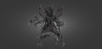 Grimdark Fire-Elf Miniature With Blast Effect! 32mm 50mm 100mm 150mm
