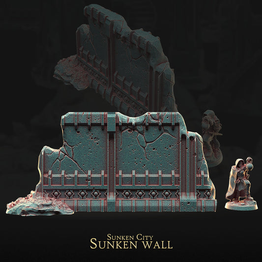 Sunken Throne & Wall – Sunken City | 3DHexes 3D Printed Tabletop Terrain (28-32mm) - image 1