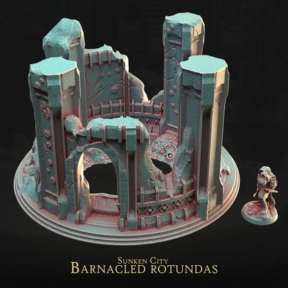 Barnacled Rotundas – Sunken City | 3DHexes 3D Printed Tabletop Terrain (28-32mm) - image 1